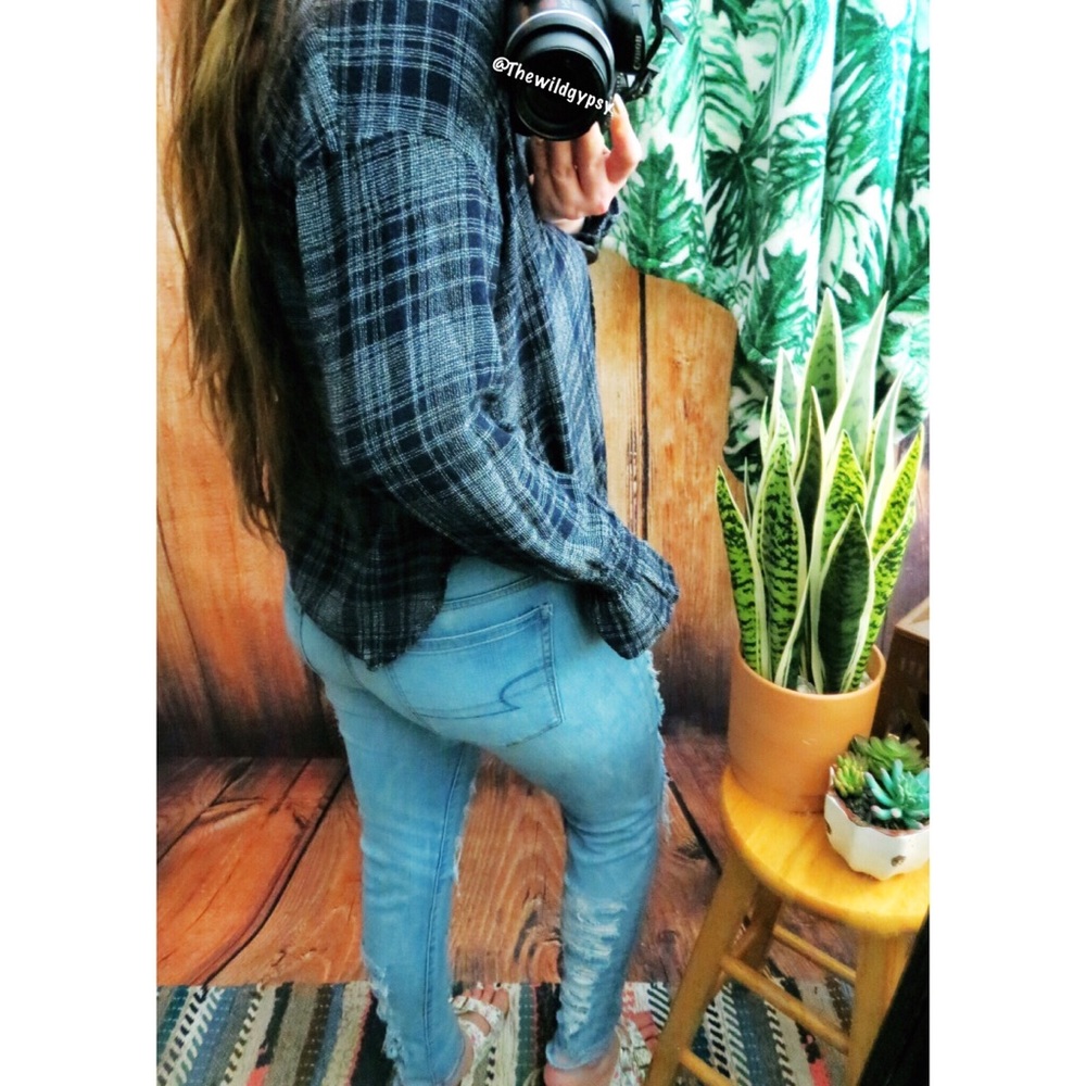Madewell Cropped flannel top 🍃 - Picture 4 of 6